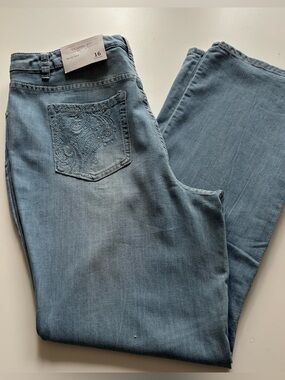 Christopher & Banks Barely Boot light wash jeans 16 embroidered NWT